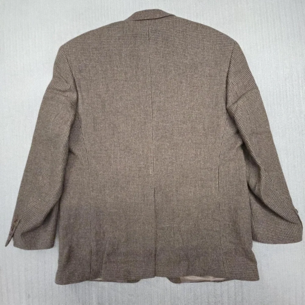 Lauren Ralph Lauren Blazer Mens 44 Brown Wool Tweed Check Sport Coat Jacket